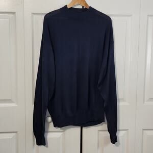 Baracuta Men's Navy Blue Long Sleeve Lightweight Mock Neck Sweater Size XXL Silk